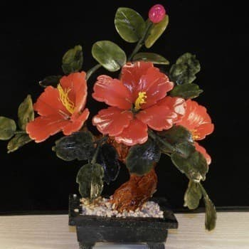 1 Сувенирный цветок "Райский" из халцедона и змеевика
