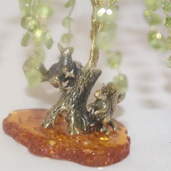 Подарок из янтаря Хризолитовое дерево счастья с белоч