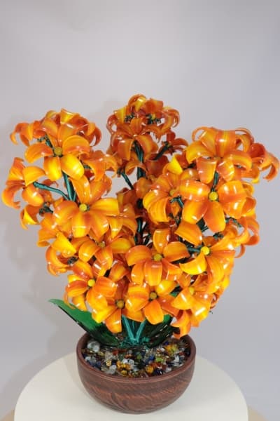 Цветок из стекла гиацинт тройной оранжевый