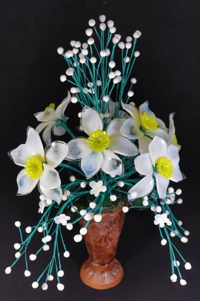 Цветок из стекла букет весна  белый