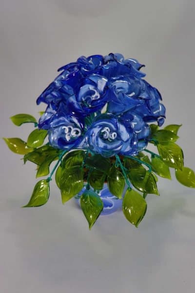 Цветок из стекла букет глоксиния синий