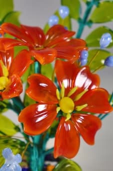 Подарок из стекла цветочный букет красный
