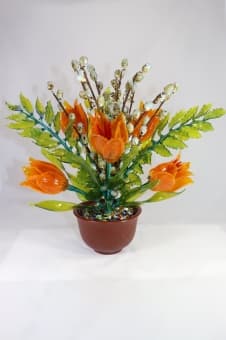 Цветок из стекла цветочная композиция оранжевый