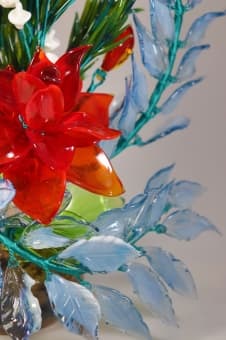 Подарок из стекла цветочная композиция красный