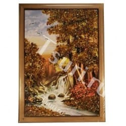 Картина с янтарём Водопад