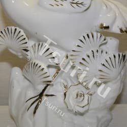 Сувенир из фарфора Статуэтка Цапля с цветами-веерами